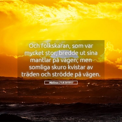 Picture 05 - Matteus 21:8 SV1917 - Och folkskaran, som var mycket stor, bredde ut - Bible Verse Picture