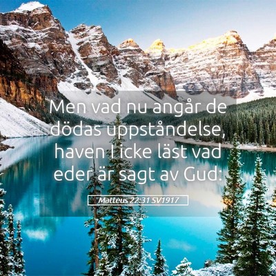 Picture 05 - Matteus 22:31 SV1917 - Men vad nu angår de dödas uppståndelse, haven - Bible Verse Picture