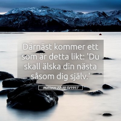 Picture 05 - Matteus 22:39 SV1917 - Därnäst kommer ett som är detta likt: 'Du - Bible Verse Picture