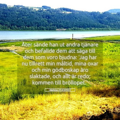 Picture 05 - Matteus 22:4 SV1917 - Åter sände han ut andra tjänare och befallde - Bible Verse Picture