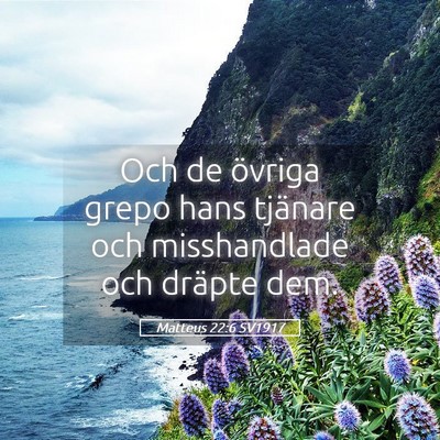 Picture 05 - Matteus 22:6 SV1917 - Och de övriga grepo hans tjänare och - Bible Verse Picture