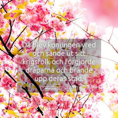 Picture 05 - Matteus 22:7 SV1917 - Då blev konungen vred och sände ut sitt - Bible Verse Picture