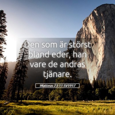 Picture 05 - Matteus 23:11 SV1917 - Den som är störst bland eder, han vare de - Bible Verse Picture