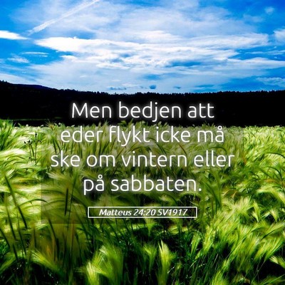 Picture 05 - Matteus 24:20 SV1917 - Men bedjen att eder flykt icke må ske om vintern - Bible Verse Picture