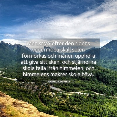 Picture 05 - Matteus 24:29 SV1917 - Men strax efter den tidens vedermöda skall solen - Bible Verse Picture
