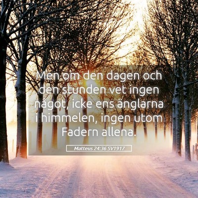 Picture 05 - Matteus 24:36 SV1917 - Men om den dagen och den stunden vet ingen - Bible Verse Picture