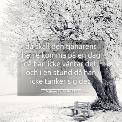 Picture 05 - Matteus 24:50 SV1917 - då skall den tjänarens herre komma på en dag - Bible Verse Picture