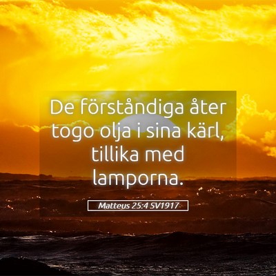 Picture 05 - Matteus 25:4 SV1917 - De förståndiga åter togo olja i sina kärl, - Bible Verse Picture