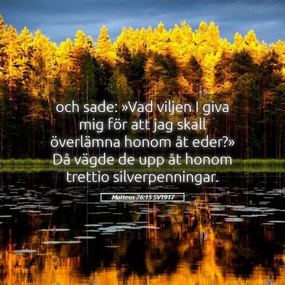 Picture 05 - Matteus 26:15 SV1917 - och sade: »Vad viljen I giva mig för att jag - Bible Verse Picture
