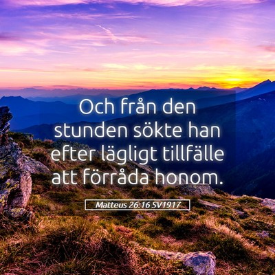 Picture 05 - Matteus 26:16 SV1917 - Och från den stunden sökte han efter lägligt - Bible Verse Picture