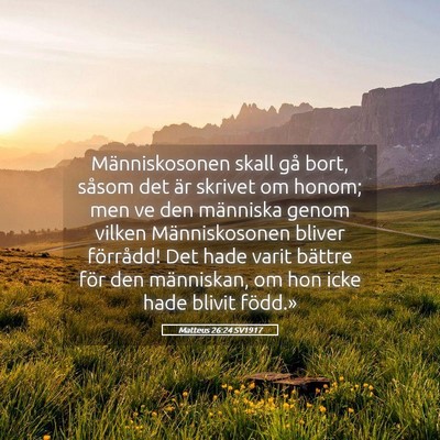 Picture 05 - Matteus 26:24 SV1917 - Människosonen skall gå bort, såsom det är - Bible Verse Picture