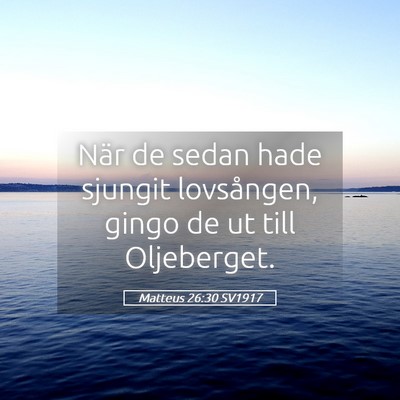 Picture 05 - Matteus 26:30 SV1917 - När de sedan hade sjungit lovsången, gingo de - Bible Verse Picture