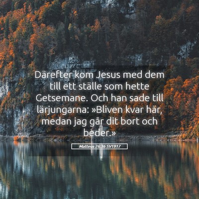 Picture 05 - Matteus 26:36 SV1917 - Därefter kom Jesus med dem till ett ställe som - Bible Verse Picture