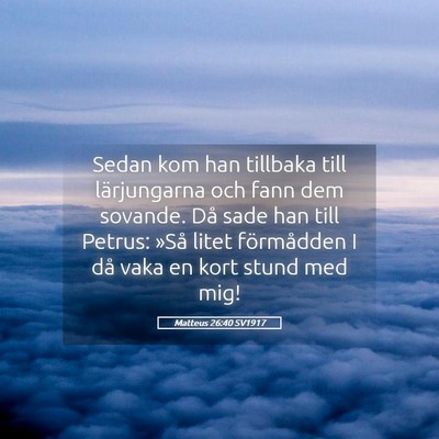 Picture 05 - Matteus 26:40 SV1917 - Sedan kom han tillbaka till lärjungarna och fann - Bible Verse Picture