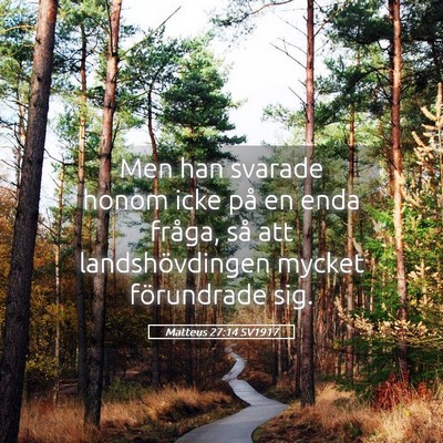 Picture 05 - Matteus 27:14 SV1917 - Men han svarade honom icke på en enda fråga, - Bible Verse Picture