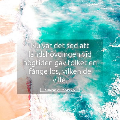 Picture 05 - Matteus 27:15 SV1917 - Nu var det sed att landshövdingen vid högtiden - Bible Verse Picture