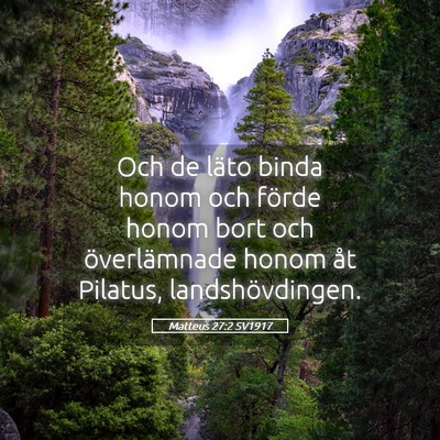 Picture 05 - Matteus 27:2 SV1917 - Och de läto binda honom och förde honom bort - Bible Verse Picture