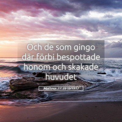 Picture 05 - Matteus 27:39 SV1917 - Och de som gingo där förbi bespottade honom och - Bible Verse Picture
