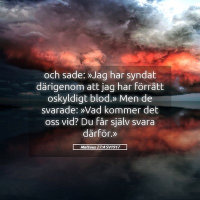Picture 05 - Matteus 27:4 SV1917 - och sade: »Jag har syndat därigenom att jag har - Bible Verse Picture