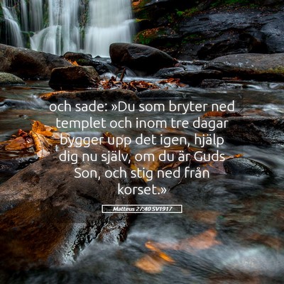 Picture 05 - Matteus 27:40 SV1917 - och sade: »Du som bryter ned templet och inom - Bible Verse Picture