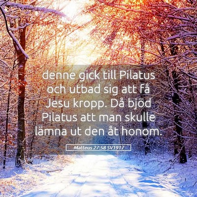 Picture 05 - Matteus 27:58 SV1917 - denne gick till Pilatus och utbad sig att få - Bible Verse Picture