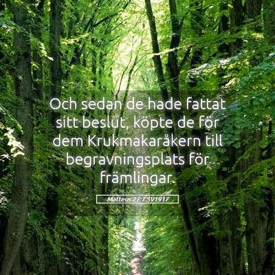 Picture 05 - Matteus 27:7 SV1917 - Och sedan de hade fattat sitt beslut, köpte de - Bible Verse Picture