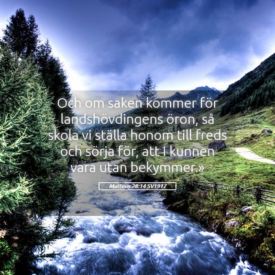 Picture 05 - Matteus 28:14 SV1917 - Och om saken kommer för landshövdingens öron, - Bible Verse Picture