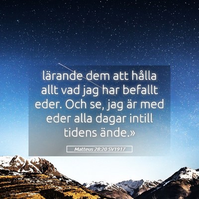 Picture 05 - Matteus 28:20 SV1917 - lärande dem att hålla allt vad jag har befallt - Bible Verse Picture