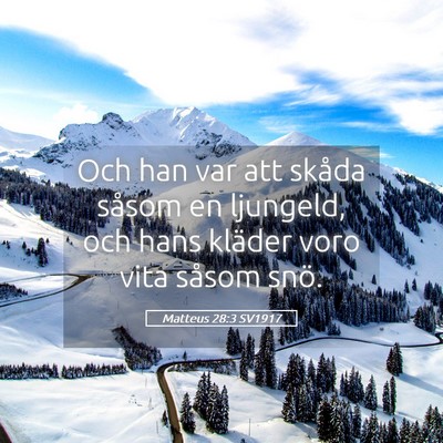 Picture 05 - Matteus 28:3 SV1917 - Och han var att skåda såsom en ljungeld, och - Bible Verse Picture