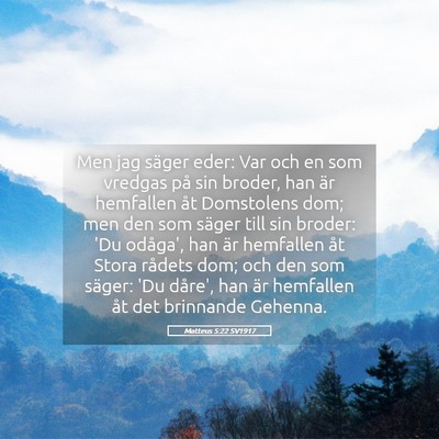 Picture 05 - Matteus 5:22 SV1917 - Men jag säger eder: Var och en som vredgas på - Bible Verse Picture