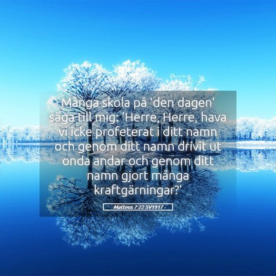 Picture 05 - Matteus 7:22 SV1917 - Många skola på 'den dagen' säga till mig: - Bible Verse Picture