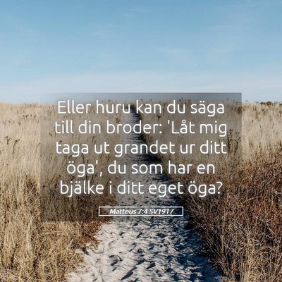 Picture 05 - Matteus 7:4 SV1917 - Eller huru kan du säga till din broder: 'Låt - Bible Verse Picture