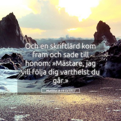 Picture 05 - Matteus 8:19 SV1917 - Och en skriftlärd kom fram och sade till honom: - Bible Verse Picture