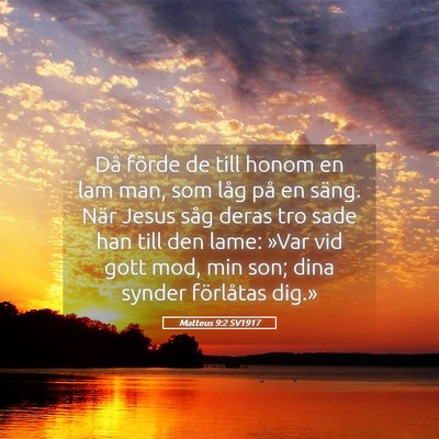 Picture 05 - Matteus 9:2 SV1917 - Då förde de till honom en lam man, som låg på - Bible Verse Picture