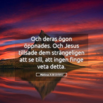 Picture 05 - Matteus 9:30 SV1917 - Och deras ögon öppnades. Och Jesus tillsade dem - Bible Verse Picture