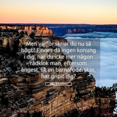 Picture 05 - Mika 4:9 SV1917 - Men varför skriar du nu så högt? Finnes då - Bible Verse Picture
