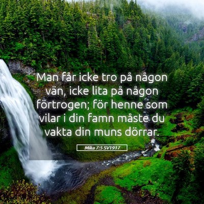 Picture 05 - Mika 7:5 SV1917 - Man får icke tro på någon vän, icke lita på - Bible Verse Picture