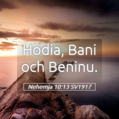 Picture 05 - Nehemja 10:13 SV1917 - Hodia, Bani och - Bible Verse Picture