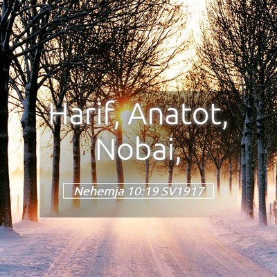 Picture 05 - Nehemja 10:19 SV1917 - Harif, Anatot, - Bible Verse Picture