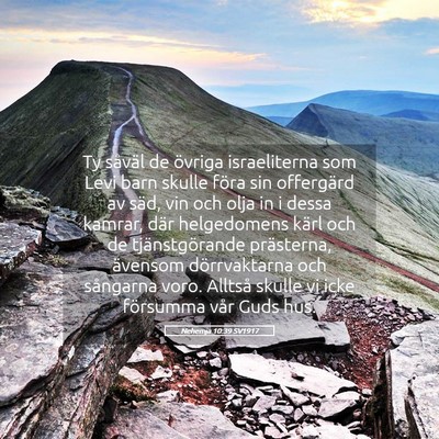 Picture 05 - Nehemja 10:39 SV1917 - Ty såväl de övriga israeliterna som Levi barn - Bible Verse Picture