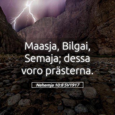 Picture 05 - Nehemja 10:8 SV1917 - Maasja, Bilgai, Semaja; dessa voro - Bible Verse Picture