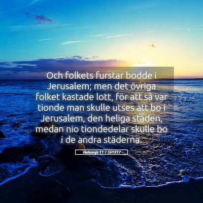 Picture 05 - Nehemja 11:1 SV1917 - Och folkets furstar bodde i Jerusalem; men det - Bible Verse Picture