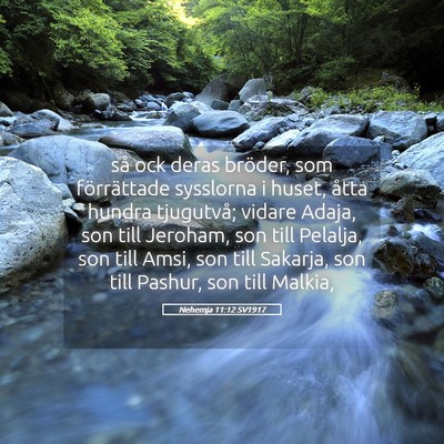 Picture 05 - Nehemja 11:12 SV1917 - så ock deras bröder, som förrättade sysslorna - Bible Verse Picture