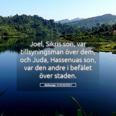 Picture 05 - Nehemja 11:9 SV1917 - Joel, Sikris son, var tillsyningsman över dem, - Bible Verse Picture