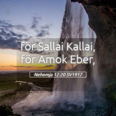 Picture 05 - Nehemja 12:20 SV1917 - för Sallai Kallai, för Amok - Bible Verse Picture