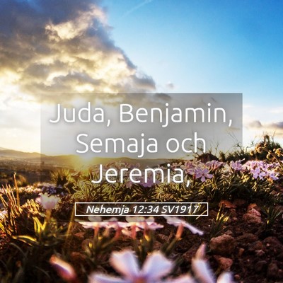 Picture 05 - Nehemja 12:34 SV1917 - Juda, Benjamin, Semaja och - Bible Verse Picture