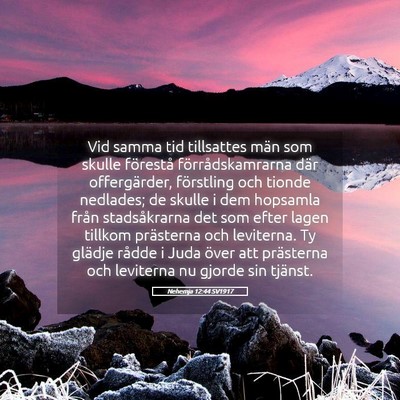 Picture 05 - Nehemja 12:44 SV1917 - Vid samma tid tillsattes män som skulle - Bible Verse Picture