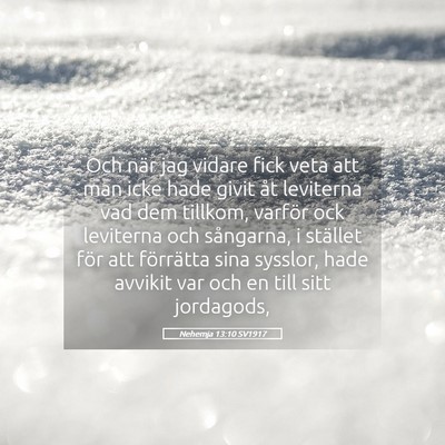 Picture 05 - Nehemja 13:10 SV1917 - Och när jag vidare fick veta att man icke hade - Bible Verse Picture