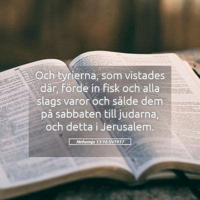 Picture 05 - Nehemja 13:16 SV1917 - Och tyrierna, som vistades där, förde in fisk - Bible Verse Picture