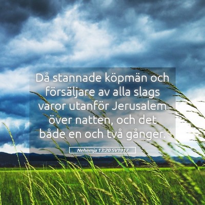 Picture 05 - Nehemja 13:20 SV1917 - Då stannade köpmän och försäljare av alla - Bible Verse Picture